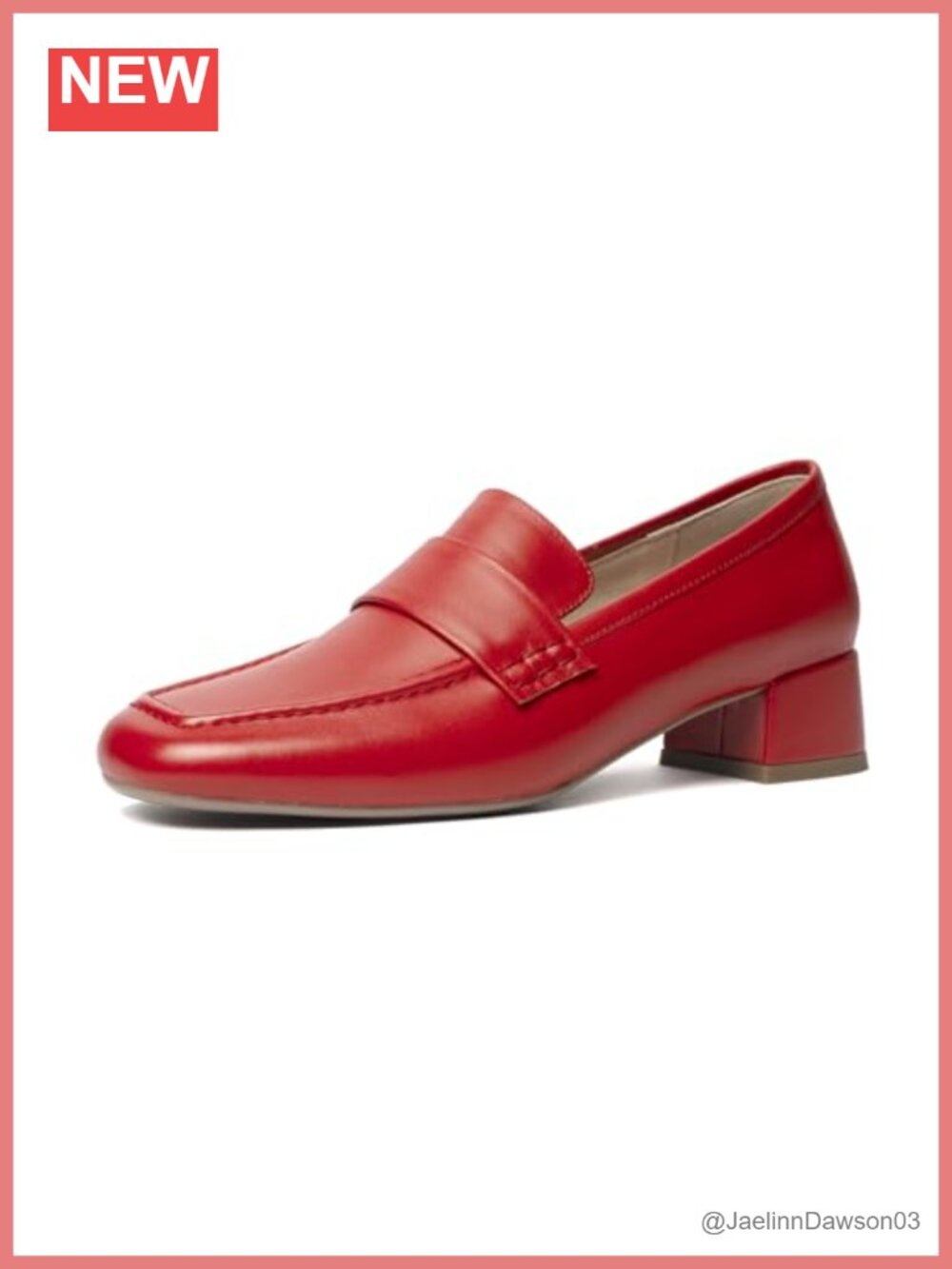 Women's Leather Block Heel Loafers Square Toe Slip-On Dress Shoes